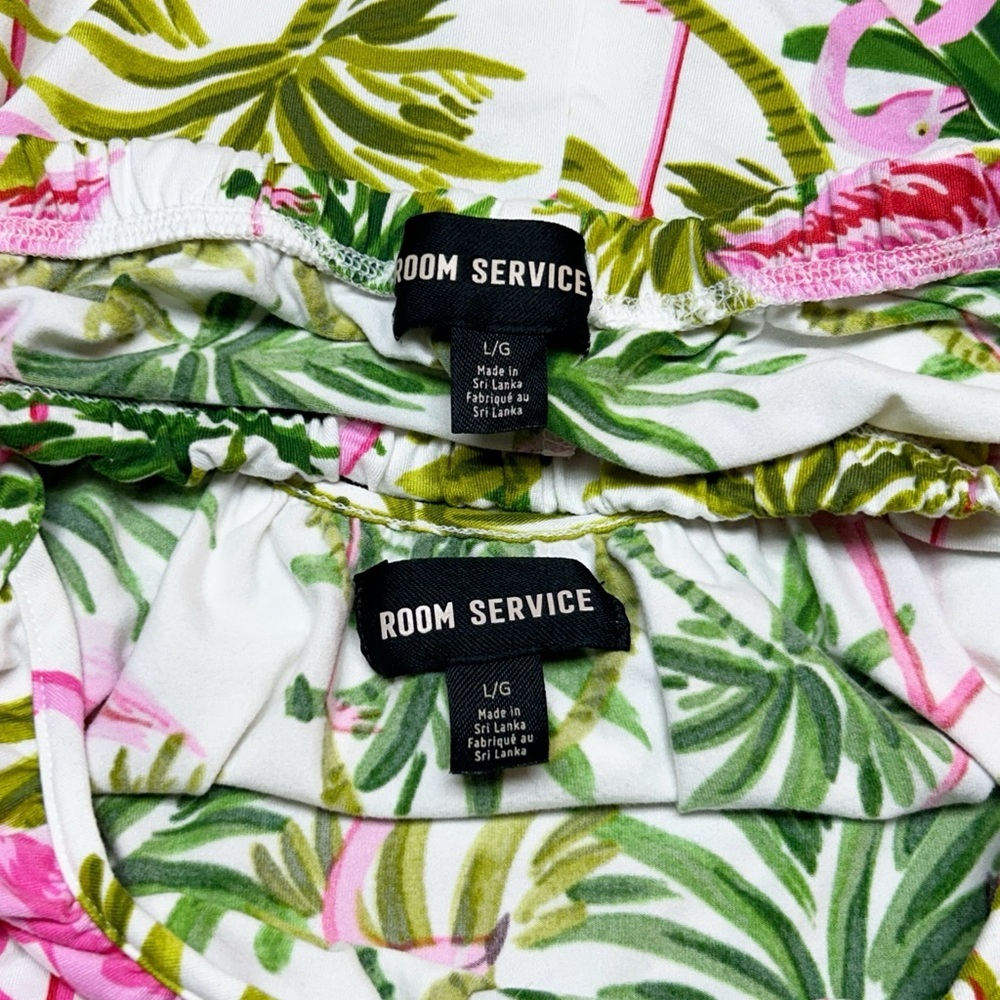 Room Service Pajamas Flamingo Palm Tree Print Size Large - Picture 2 of 4